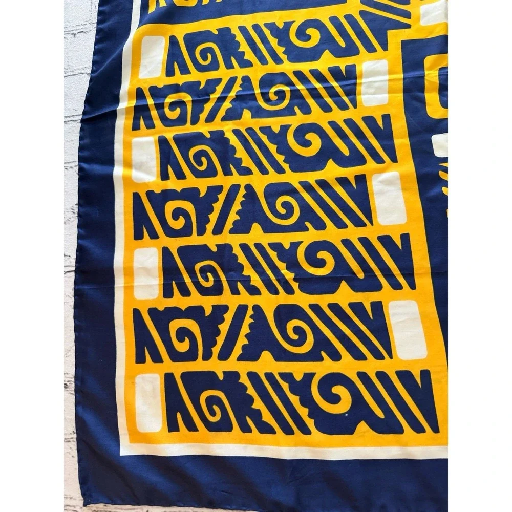 Jean‎ Parel Geometric Blue Yellow White Hand Rolled Scarf Made In Italy 30